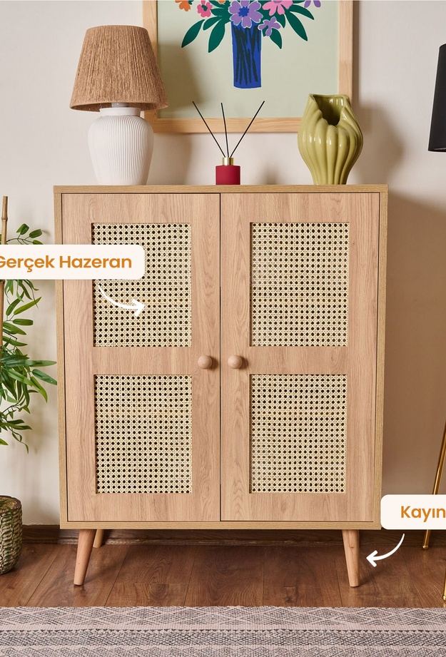 Just Home 2 Kapaklı Hazeran Çok Amaçlı Dolap - Safir Meşe - 80 cm