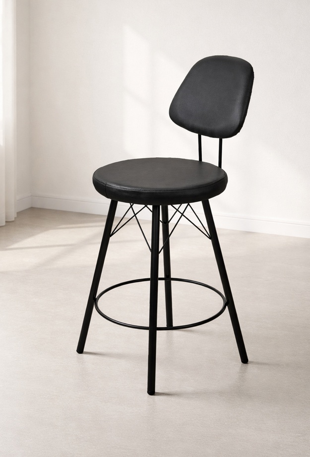 Just Home Soho Metal Bar Taburesi - Siyah - 38 cm