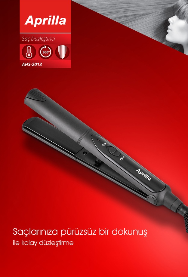 Aprilla AHS-2013 Saç Düzleştirici - Siyah - 45 Watt