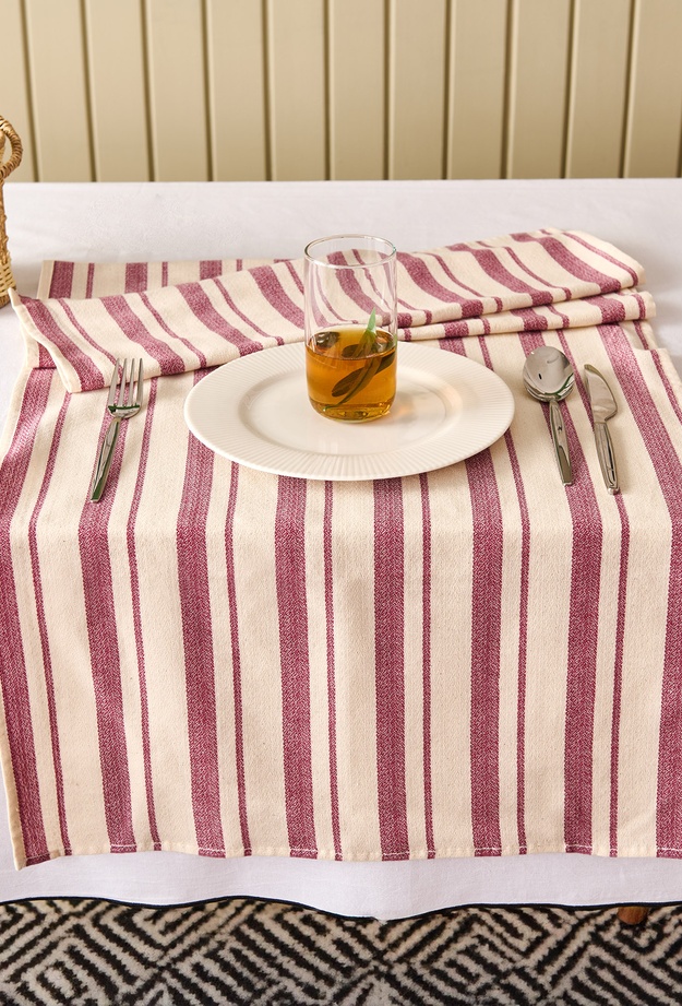 Evidea Soft Alno Runner - Ekru / Mürdüm - 50x140 cm