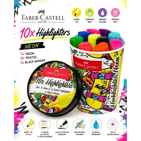 Faber Castell Textliner Fosforlu Kalem Ice Cream Neon 10 Renk